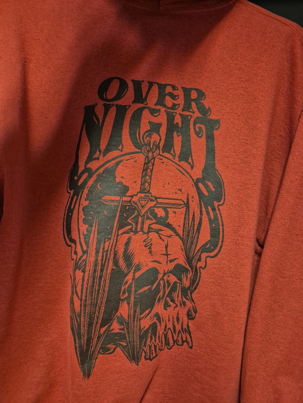 Overnight Graphic Red Men's Hoodie Shirt - Picture 9 of 9